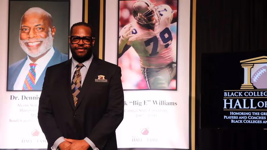 Erik G. Williams at his Black College Football Hall of Fame induction display